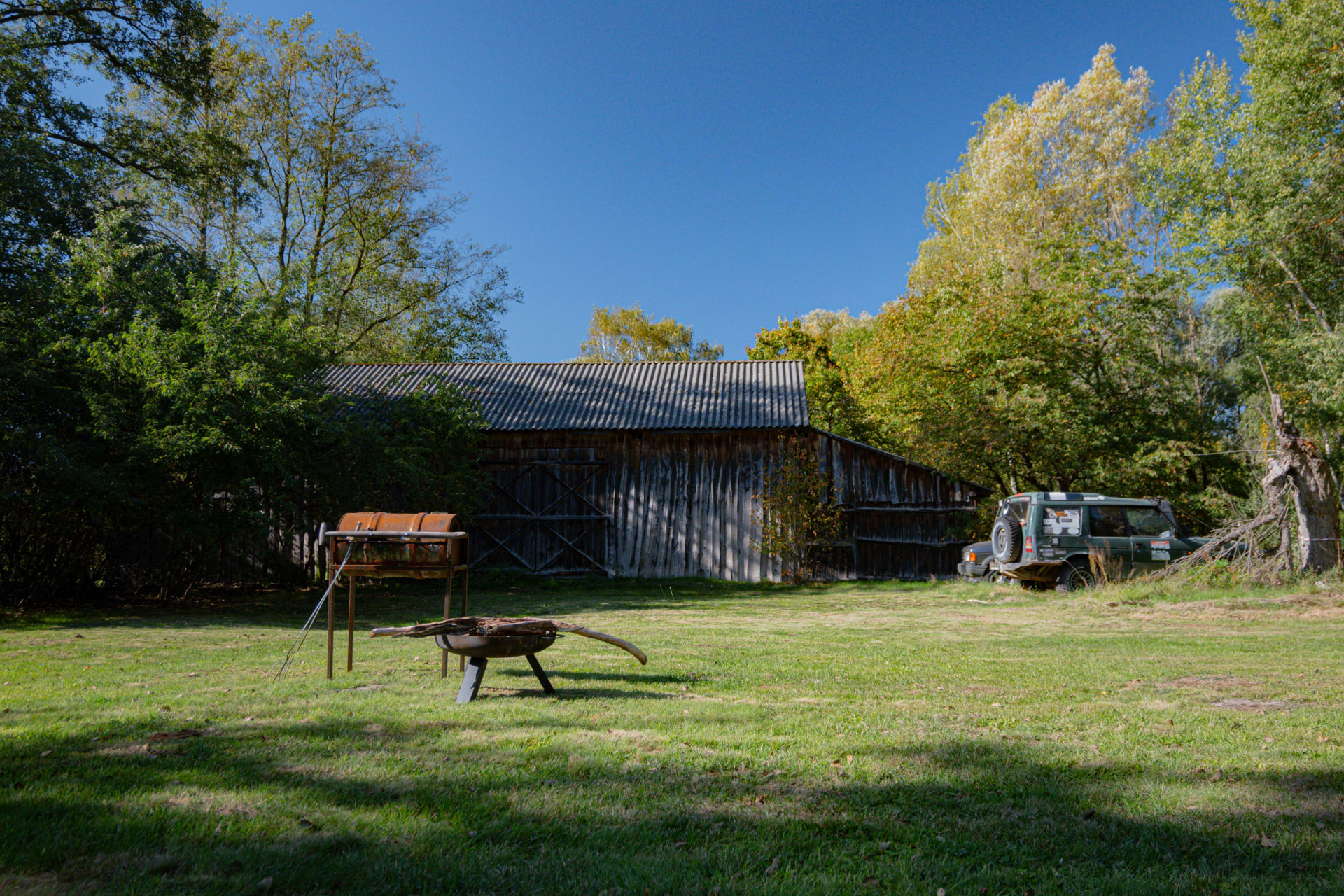 The Farm barn and campfire area