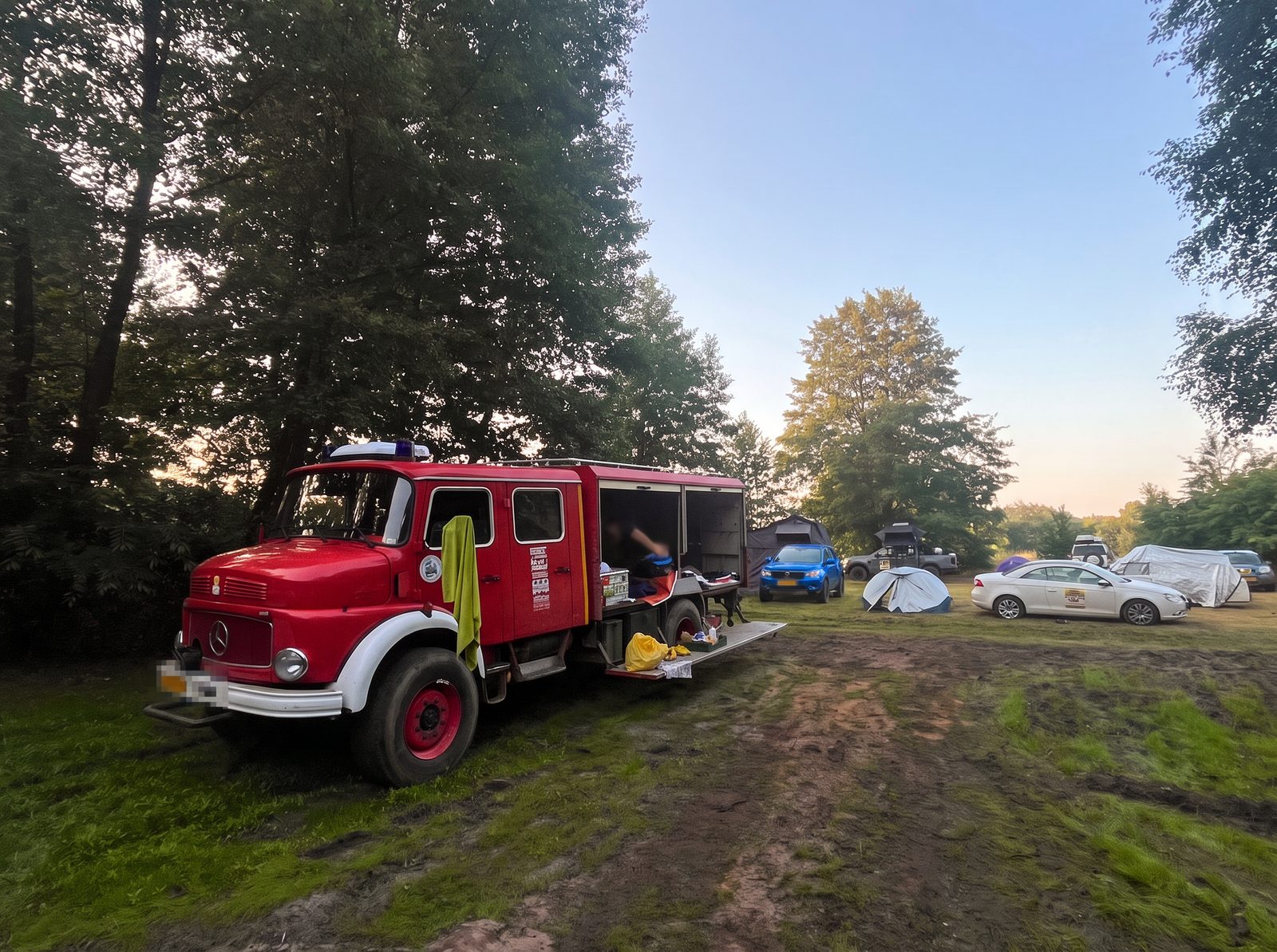 Vintage fire truck converted into a camper